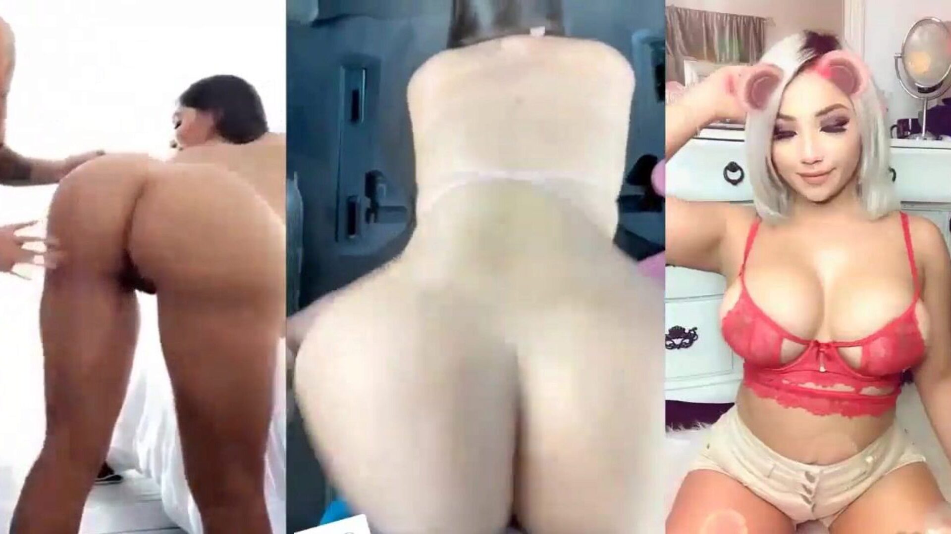 Split Screen Instagram Onlyfans Models Fuck and Striptease Compilation Part 1