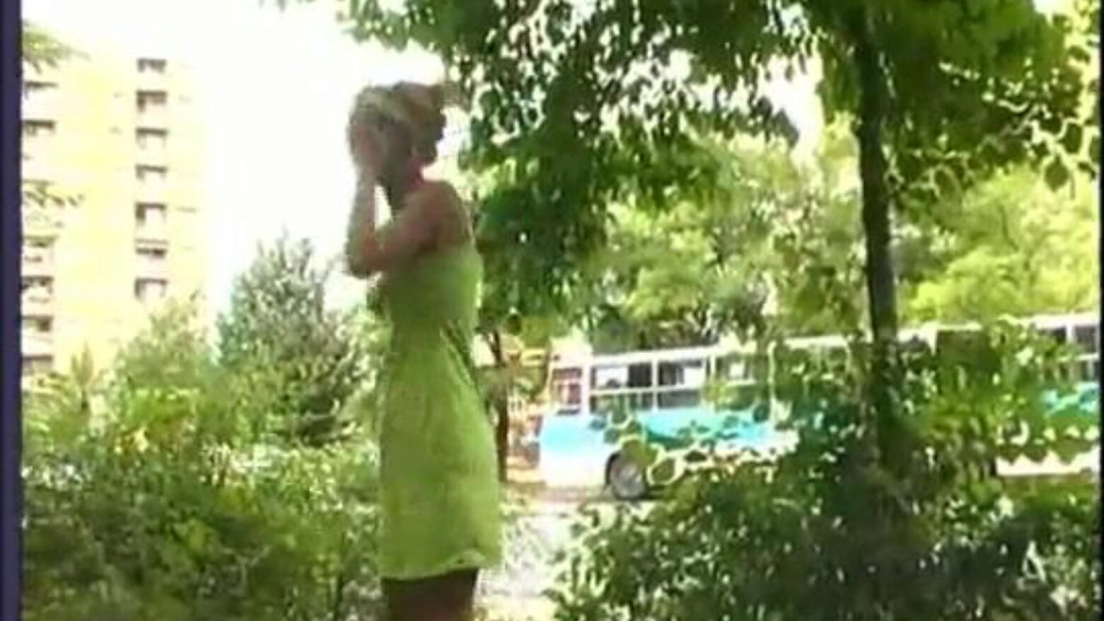 Eager urinate cutie outdoor action